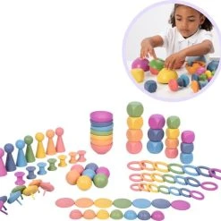 TickiT Rainbow Wooden Super Set | Mega Houten Sorteer En Speelset Groot | 84 Stuks