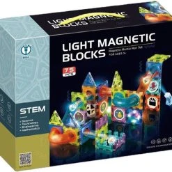 STEM Nieuwe Licht Magnetische Blokken-75 Stuk-3D Magnetisch Speelgoed- Magnetische Bouwset Met Verlichting-Light Magnetic Blocks
