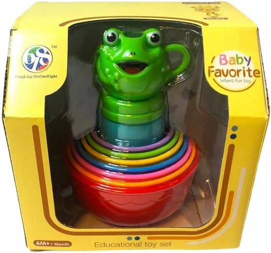 Merkloos Stapeltoren Baby Speelgoed - Met Cijfers + Kikkertje - Kleurrijke Stapelbekers - Educatief Speelgoed 4 Merkloos Stapeltoren Baby Speelgoed - Met Cijfers + Kikkertje - Kleurrijke Stapelbekers - Educatief Speelgoed - Afbeelding 2