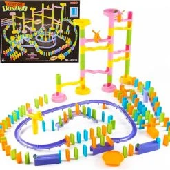 Allerion® Allerion Domino Set XL – Domino Stenen Spel Voor Kinderen – Met Knikkerbaan – 308-delig – Veel Attributen