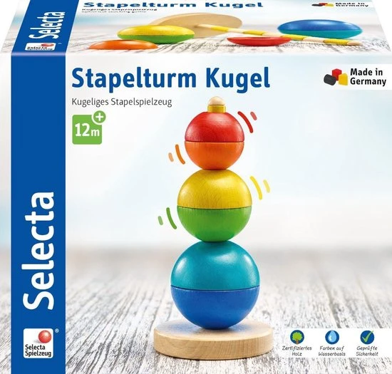 Selecta Spielzeug Selecta - Ballen Stapeltoren, Hout - 16 Cm Hout 7-delig 4 Selecta Spielzeug Selecta - Ballen Stapeltoren, Hout - 16 Cm Hout 7-delig - Afbeelding 2