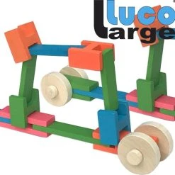Luco Toys Luco Large ECO Blokken En Plankjes. Met Verbindingsstukken En Wielen, Past Op KAPLA, Bblocks. Duurzame Constructieset Hout. 72 Elementen. -Goedkope Blokken Winkel 550x526 3