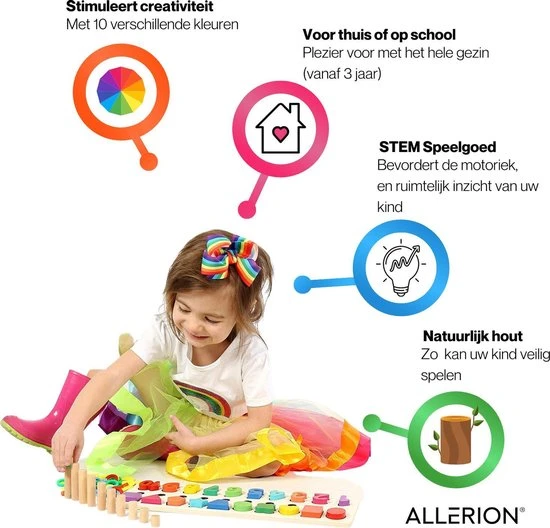 Allerion® Montessori Blokken Set - XL Blokken Speelset - Educatief Speelgoed - Stimuleert Motoriek En Creativiteit - Heldere Felle Kleuren - 100% Duurzaam Hout - Ontwikkelingsspeelgoed 6 Allerion® Montessori Blokken Set - XL Blokken Speelset - Educatief Speelgoed - Stimuleert Motoriek En Creativiteit - Heldere Felle Kleuren - 100% Duurzaam Hout - Ontwikkelingsspeelgoed - Afbeelding 4
