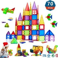 Fyse Magnetisch Speelgoed - Voordeelset 70 Stuks - Magnetische Bouwstenen - Veilig Voor Kinderen - Magna Tiles - Magnetisch Speelgoed - Stimuleer Creativiteit - Bouwset Met Magnetische Blokken