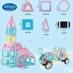 Fyse Magnetisch Speelgoed - Voordeelset 103 Stuks - Magnetische Bouwstenen - Veilig Voor Kinderen - Magna Tiles - Magnetisch Speelgoed - Stimuleer Creativiteit - Bouwset Met Magnetische Blokken -Goedkope Blokken Winkel 550x533 2