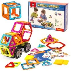 IKONKA Magnetic Toys Magnetische Bouwblokken - Magnetisch Speelgoed - 40 Onderdelen - Vanaf 3 Jaar