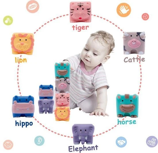 Merkloos Baby Tandjes Zacht Bouwsteenspeelgoed- Kids Silicone Stapelspeelgoed Set 6 Merkloos Baby Tandjes Zacht Bouwsteenspeelgoed- Kids Silicone Stapelspeelgoed Set - Afbeelding 4