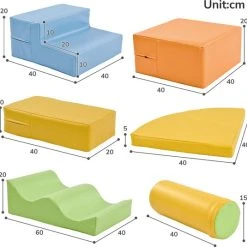 YJZQ Peuter Grote Zachte Bouwstenen Set-6 Stuk Set Kleurrijke Zachte Schuim Speeltijd Bouwstenen Voor Baby's En Kinderen-Trappen En Glijbanen Voorschoolse Speelgoed Voor Klimmen/Glijden En Kruipen-Stijl A -Goedkope Blokken Winkel 550x535 4