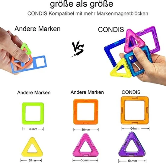 Fyse Magnetische Bouwstenen Set Voor Kinderen 120 Stuks, Magnetische Tegels Constructie STEM Magneten Speelgoed Kinderen 8 Fyse Magnetische Bouwstenen Set Voor Kinderen 120 Stuks, Magnetische Tegels Constructie STEM Magneten Speelgoed Kinderen - Afbeelding 6