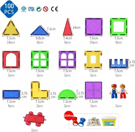 Fyse Magnetisch Speelgoed - Voordeelset 100 Stuks - Magnetische Bouwstenen - Veilig Voor Kinderen - Magna Tiles - Magnetisch Speelgoed - Stimuleer Creativiteit - Bouwset Met Magnetische Blokken 4 Fyse Magnetisch Speelgoed - Voordeelset 100 Stuks - Magnetische Bouwstenen - Veilig Voor Kinderen - Magna Tiles - Magnetisch Speelgoed - Stimuleer Creativiteit - Bouwset Met Magnetische Blokken - Afbeelding 2
