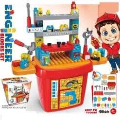 De Max Grote Bouwstenen Blokkendoos Werkbank In Meeneemkoffer Opbergdoos