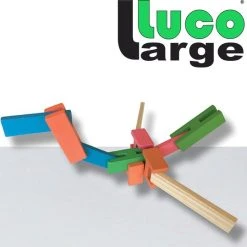 Luco Toys Luco Large ECO Blokken En Plankjes. Met Verbindingsstukken En Wielen, Past Op KAPLA, Bblocks. Duurzame Constructieset Hout. 72 Elementen. -Goedkope Blokken Winkel 550x539 2
