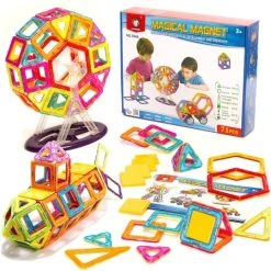 IKONKA Magnetic Toys Magnetische Bouwblokken - Magnetisch Speelgoed - 71 Onderdelen - Vanaf 3 Jaar