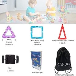 Fyse Magnetische Bouwstenen Set Voor Kinderen 78 Stuks, Magnetische Tegels Constructie STEM Magneten Speelgoed Kinderen -Goedkope Blokken Winkel 550x541 4