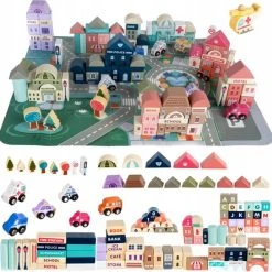 Kruzzel Houten Blokken Blokkendoos Stad Met Vloerpuzzel & Luxe Opbergzak - Grondpuzzel & 115 Kleurrijke Houten Bouwblokken Stapelblokken Bouwstenen Met Auto’s - Vervoer & Stad Bouwen Met Letters En Cijfers – Creatief – Leren - Spelen -Goedkope Blokken Winkel 550x544 10