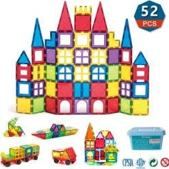 Fyse Magnetisch Speelgoed - Voordeelset 52 Stuks - Magnetische Bouwstenen - Veilig Voor Kinderen - Magna Tiles - Magnetisch Speelgoed - Stimuleer Creativiteit - Bouwset Met Magnetische Blokken