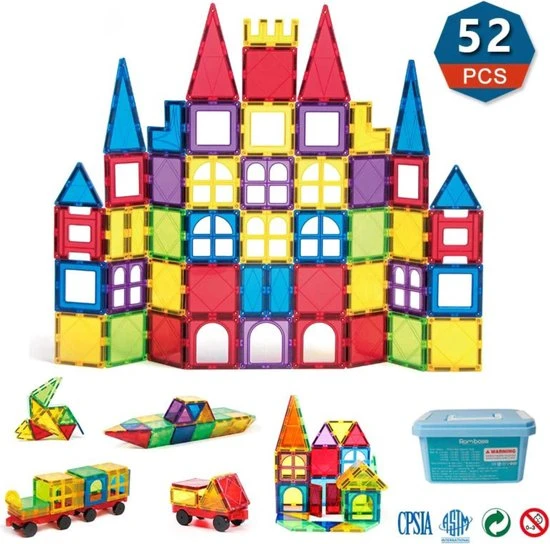 Fyse Magnetisch Speelgoed - Voordeelset 52 Stuks - Magnetische Bouwstenen - Veilig Voor Kinderen - Magna Tiles - Magnetisch Speelgoed - Stimuleer Creativiteit - Bouwset Met Magnetische Blokken 3 Fyse Magnetisch Speelgoed - Voordeelset 52 Stuks - Magnetische Bouwstenen - Veilig Voor Kinderen - Magna Tiles - Magnetisch Speelgoed - Stimuleer Creativiteit - Bouwset Met Magnetische Blokken