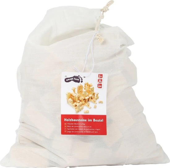 Merkloos Houten Bouwblokken Blank / Naturel + Handige Tas - 100 Stuks - Speelgoed Vanaf 1 Jaar 4 Merkloos Houten Bouwblokken Blank / Naturel + Handige Tas - 100 Stuks - Speelgoed Vanaf 1 Jaar - Afbeelding 2