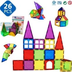 Fyse Magnetisch Speelgoed - Voordeelset 26 Stuks - Magnetische Bouwstenen - Veilig Voor Kinderen - Magna Tiles - Magnetisch Speelgoed - Stimuleer Creativiteit - Bouwset Met Magnetische Blokken