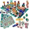 OZM TOY Blokken Speelgoed Met Speelmat - Educatieve Houten Blokken - Speelgoed - 160 Stuks - Blokken Speelset - Ontwikkelingsspeelgoed - Stimuleert Motoriek En Creativiteit