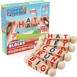 Creative Kids - Houten Leesblokken - Set Van 5 Draaiende Alfabetblokken - Easy-Grip Handvatten - Kleuterschool & Voorschoolse Leeractiviteiten - Letter Werk - Houten Montessori Speelgoed Geschenken Voor Kinderen & Peuters