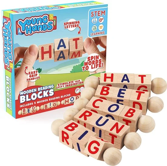 Creative Kids - Houten Leesblokken - Set Van 5 Draaiende Alfabetblokken - Easy-Grip Handvatten - Kleuterschool & Voorschoolse Leeractiviteiten - Letter Werk - Houten Montessori Speelgoed Geschenken Voor Kinderen & Peuters 3 Creative Kids - Houten Leesblokken - Set Van 5 Draaiende Alfabetblokken - Easy-Grip Handvatten - Kleuterschool & Voorschoolse Leeractiviteiten - Letter Werk - Houten Montessori Speelgoed Geschenken Voor Kinderen & Peuters