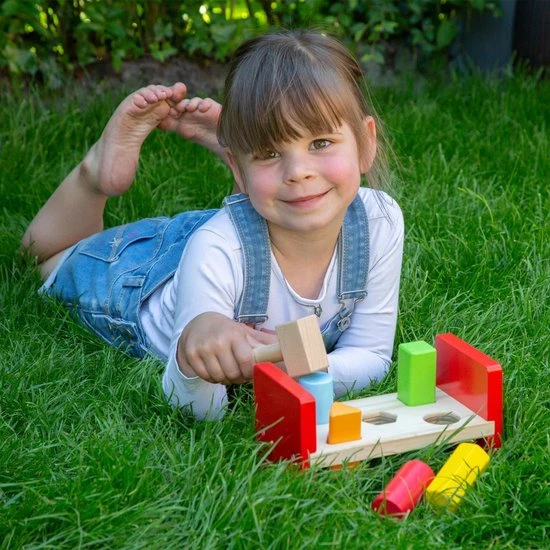 New Classic Toys Kleurrijke Houten Hamerbank 4 New Classic Toys Kleurrijke Houten Hamerbank - Afbeelding 2