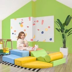 YJZQ Peuter Grote Zachte Bouwstenen Set-6 Stuk Set Kleurrijke Zachte Schuim Speeltijd Bouwstenen Voor Baby's En Kinderen-Trappen En Glijbanen Voorschoolse Speelgoed Voor Klimmen/Glijden En Kruipen-Stijl A -Goedkope Blokken Winkel 550x550 251