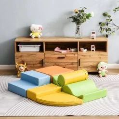 YJZQ Peuter Grote Zachte Bouwstenen Set-6 Stuk Set Kleurrijke Zachte Schuim Speeltijd Bouwstenen Voor Baby's En Kinderen-Trappen En Glijbanen Voorschoolse Speelgoed Voor Klimmen/Glijden En Kruipen-Stijl A -Goedkope Blokken Winkel 550x550 254