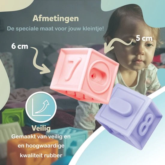 Fidgy - Baby Speelgoed - 10 Stuks - Baby Blokken - Badspeelgoed - Sensorisch Speelgoed 4 Fidgy - Baby Speelgoed - 10 Stuks - Baby Blokken - Badspeelgoed - Sensorisch Speelgoed - Afbeelding 2