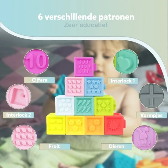Fidgy - Baby Speelgoed - 10 Stuks - Baby Blokken - Badspeelgoed - Sensorisch Speelgoed 7 Fidgy - Baby Speelgoed - 10 Stuks - Baby Blokken - Badspeelgoed - Sensorisch Speelgoed - Afbeelding 5
