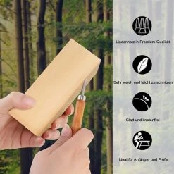Selwo 11-delig Lindehout, Natuurlijk Houtsnijhout, Onbehandelde Houtsnijblokken, Licht Hout En 6-delige Snijmessen, Geschikt Voor Beginners, Kinderen, Volwassenen, Doe-het-zelf, Kunsthandwerk Snijden -Goedkope Blokken Winkel 550x550 383