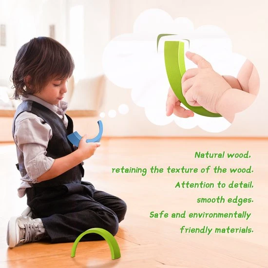 Muao Rainbow Houten Blokken 7 Stuks - Educatief Speelgoed - Bouwstenen - Houten Regenboog - Puzzelstuk Speelgoed - Geometrie Bouwstenen Voor Kinderen Baby Peuters - Geschenken Voor Kinderen 7 Muao Rainbow Houten Blokken 7 Stuks - Educatief Speelgoed - Bouwstenen - Houten Regenboog - Puzzelstuk Speelgoed - Geometrie Bouwstenen Voor Kinderen Baby Peuters - Geschenken Voor Kinderen - Afbeelding 5