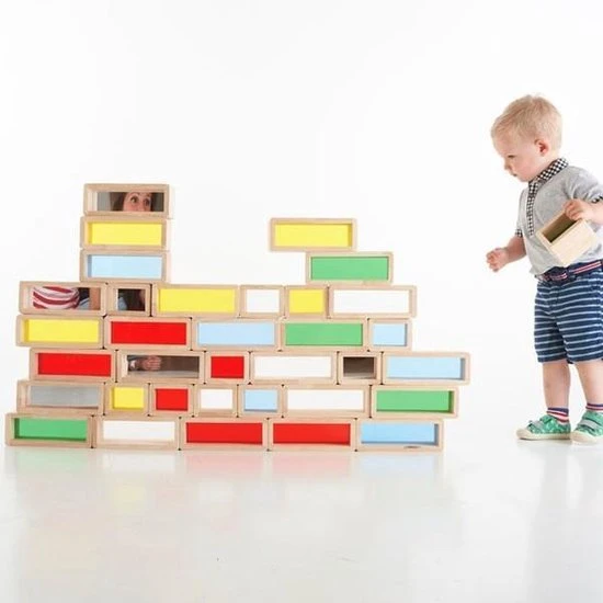 TickiT - 36 Regenboog Bakstenen Reuzen Blokken Hout 7 TickiT - 36 Regenboog Bakstenen Reuzen Blokken Hout - Afbeelding 5