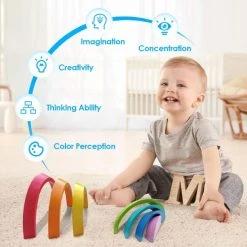 GARPROVM Houten Blokken - Houten Boogbouwstenen - Blokkenset - Stapeltoren - Regenboog - Montessori Speelgoed - STEM - Educatief Speelgoed Voor Peuters, Kinderen, Baby's, Jongens, Meisjes -Goedkope Blokken Winkel 550x550 495