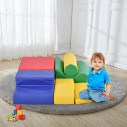 YJZQ Peuter Grote Zachte Bouwstenen Set-6 Stuk Set Kleurrijke Zachte Schuim Speeltijd Bouwstenen Voor Baby's En Kinderen-Trappen En Glijbanen Voorschoolse Speelgoed Voor Klimmen/Glijden En Kruipen-Stijl B -Goedkope Blokken Winkel 550x550 504