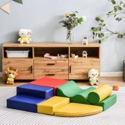 YJZQ Peuter Grote Zachte Bouwstenen Set-6 Stuk Set Kleurrijke Zachte Schuim Speeltijd Bouwstenen Voor Baby's En Kinderen-Trappen En Glijbanen Voorschoolse Speelgoed Voor Klimmen/Glijden En Kruipen-Stijl B -Goedkope Blokken Winkel 550x550 506