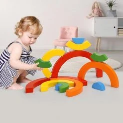 ZaciaToys Houten Stapelaar Regenboog - Educatief Stapelboog Blokken - Educatief Speelgoed Kinderen -Goedkope Blokken Winkel 550x550 517