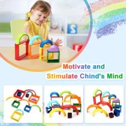 Muao Houten Vierkante Stapelblokken - Educatief - Ontwikkelingsspeelgoed - Geometrische Blokken Voor Peuters - Verjaardagscadeau -Goedkope Blokken Winkel 550x550 525