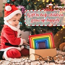 Muao Houten Vierkante Stapelblokken - Educatief - Ontwikkelingsspeelgoed - Geometrische Blokken Voor Peuters - Verjaardagscadeau -Goedkope Blokken Winkel 550x550 526