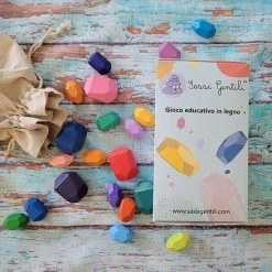 Little Koekies - Sassi Gentili Houtenstenen Set - Houtenblokken - Educatief Speelgoed - Gekleurde Houten Stenen - Stapelen Spel | Rotsblokken - Educatieve Puzzel Speelgoed- Scandinavië Trend 2021 -Goedkope Blokken Winkel 550x550 528