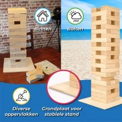 Toyfel Riski – Grote FSC® Houten Stapeltoren 70cm XXL – 54 Stapelen Stukken Met Ondersteuningsbord & Scorebord – Spannend Openluchttuinspel Voor Het Gezin -Goedkope Blokken Winkel 550x550 572