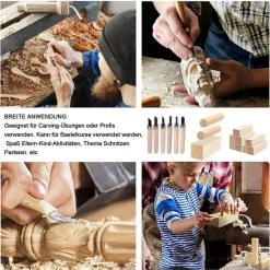 Selwo 11-delig Lindehout, Natuurlijk Houtsnijhout, Onbehandelde Houtsnijblokken, Licht Hout En 6-delige Snijmessen, Geschikt Voor Beginners, Kinderen, Volwassenen, Doe-het-zelf, Kunsthandwerk Snijden -Goedkope Blokken Winkel 550x551 5