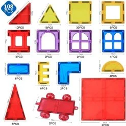 Fyse Magnetisch Speelgoed - Voordeelset 108 Stuks - Magnetische Bouwstenen - Veilig Voor Kinderen - Magna Tiles - Magnetisch Speelgoed - Stimuleer Creativiteit - Bouwset Met Magnetische Blokken -Goedkope Blokken Winkel 550x551 9