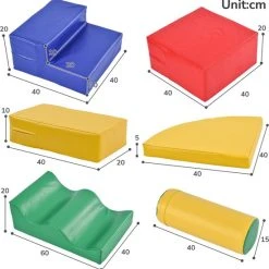 YJZQ Peuter Grote Zachte Bouwstenen Set-6 Stuk Set Kleurrijke Zachte Schuim Speeltijd Bouwstenen Voor Baby's En Kinderen-Trappen En Glijbanen Voorschoolse Speelgoed Voor Klimmen/Glijden En Kruipen-Stijl B -Goedkope Blokken Winkel 550x557 6