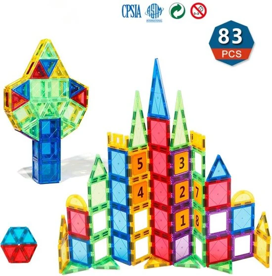 Fyse Magnetisch Speelgoed - Voordeelset 83 Stuks - Magnetische Bouwstenen - Veilig Voor Kinderen - Magna Tiles - Magnetisch Speelgoed - Stimuleer Creativiteit - Bouwset Met Magnetische Blokken 3 Fyse Magnetisch Speelgoed - Voordeelset 83 Stuks - Magnetische Bouwstenen - Veilig Voor Kinderen - Magna Tiles - Magnetisch Speelgoed - Stimuleer Creativiteit - Bouwset Met Magnetische Blokken
