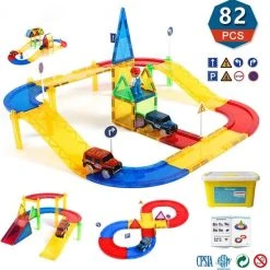 Fyse Magnetisch Speelgoed - Voordeelset 82 Stuks - Magnetische Bouwstenen - Veilig Voor Kinderen - Magna Tiles - Magnetisch Speelgoed - Stimuleer Creativiteit - Bouwset Met Magnetische Blokken