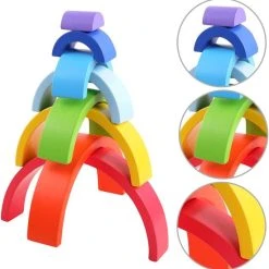Small Foot Company Small Foot - Houten Bouwblokken - Regenboog Groot - Houten Regenboog Bouwset - Baby Speelgoed- Schoen Cadeau - Sinterklaas - Kerst -Goedkope Blokken Winkel 550x559 4