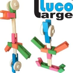Luco Toys Luco Large ECO Blokken En Plankjes. Met Verbindingsstukken En Wielen, Past Op KAPLA, Bblocks. Duurzame Constructieset Hout. 72 Elementen. -Goedkope Blokken Winkel 550x560 2