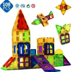 Fyse Magnetisch Speelgoed - Voordeelset 108 Stuks - Magnetische Bouwstenen - Veilig Voor Kinderen - Magna Tiles - Magnetisch Speelgoed - Stimuleer Creativiteit - Bouwset Met Magnetische Blokken